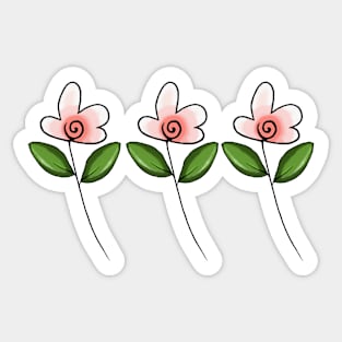 Pretty Pink Flowers All In A Row Sticker